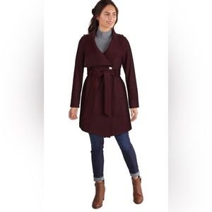 GUESS Wool Jackets for Women, Mid-Weight Coat with Adjustable Belt